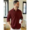imageCOOFANDY Mens Long Sleeve Wrinkle Free Shirts Stretch Dress Shirts Regular Fit Button Down ShirtWine Red