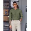 imageCOOFANDY Mens Oxford Shirt Long Sleeve Casual Button Down Shirts Soild Dress Shirts with PocketArmy Green