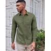 imageCOOFANDY Mens Oxford Shirt Long Sleeve Casual Button Down Shirts Soild Dress Shirts with PocketArmy Green