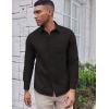 imageCOOFANDY Mens Oxford Shirt Long Sleeve Casual Button Down Shirts Soild Dress Shirts with PocketBlack