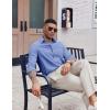 imageCOOFANDY Mens Oxford Shirt Long Sleeve Casual Button Down Shirts Soild Dress Shirts with PocketBlue