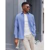 imageCOOFANDY Mens Oxford Shirt Long Sleeve Casual Button Down Shirts Soild Dress Shirts with PocketBlue