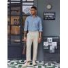 imageCOOFANDY Mens Oxford Shirt Long Sleeve Casual Button Down Shirts Soild Dress Shirts with PocketGrayish Blue