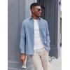imageCOOFANDY Mens Oxford Shirt Long Sleeve Casual Button Down Shirts Soild Dress Shirts with PocketGrayish Blue