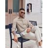 imageCOOFANDY Mens Oxford Shirt Long Sleeve Casual Button Down Shirts Soild Dress Shirts with PocketKhaki