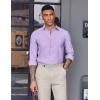 imageCOOFANDY Mens Oxford Shirt Long Sleeve Casual Button Down Shirts Soild Dress Shirts with PocketLavender