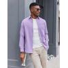 imageCOOFANDY Mens Oxford Shirt Long Sleeve Casual Button Down Shirts Soild Dress Shirts with PocketLavender