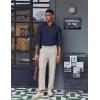 imageCOOFANDY Mens Oxford Shirt Long Sleeve Casual Button Down Shirts Soild Dress Shirts with PocketNavy Blue