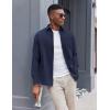 imageCOOFANDY Mens Oxford Shirt Long Sleeve Casual Button Down Shirts Soild Dress Shirts with PocketNavy Blue