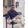 imageCOOFANDY Mens Oxford Shirt Long Sleeve Casual Button Down Shirts Soild Dress Shirts with PocketNavy Blue