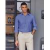 imageCOOFANDY Mens Oxford Shirt Long Sleeve Casual Button Down Shirts Soild Dress Shirts with PocketRoyal Azure