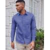 imageCOOFANDY Mens Oxford Shirt Long Sleeve Casual Button Down Shirts Soild Dress Shirts with PocketRoyal Azure