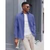 imageCOOFANDY Mens Oxford Shirt Long Sleeve Casual Button Down Shirts Soild Dress Shirts with PocketRoyal Azure