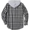 imageCOOFANDY Mens Plaid Hoodie Flannel Shirt Jacket Long Sleeve Casual Fashion Button ShirtsBlack  White Plaid