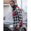 imageCOOFANDY Mens Plaid Hoodie Flannel Shirt Jacket Long Sleeve Casual Fashion Button ShirtsBlack 1  Red