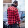imageCOOFANDY Mens Plaid Hoodie Flannel Shirt Jacket Long Sleeve Casual Fashion Button ShirtsBlack 1  Red