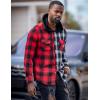 imageCOOFANDY Mens Plaid Hoodie Flannel Shirt Jacket Long Sleeve Casual Fashion Button ShirtsBlack 1  Red