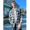 imageCOOFANDY Mens Plaid Hoodie Flannel Shirt Jacket Long Sleeve Casual Fashion Button ShirtsBlack