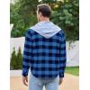 imageCOOFANDY Mens Plaid Hoodie Flannel Shirt Jacket Long Sleeve Casual Fashion Button ShirtsBlue