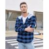 imageCOOFANDY Mens Plaid Hoodie Flannel Shirt Jacket Long Sleeve Casual Fashion Button ShirtsBlue