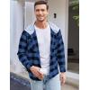 imageCOOFANDY Mens Plaid Hoodie Flannel Shirt Jacket Long Sleeve Casual Fashion Button ShirtsBlue