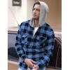imageCOOFANDY Mens Plaid Hoodie Flannel Shirt Jacket Long Sleeve Casual Fashion Button ShirtsBlue