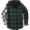 imageCOOFANDY Mens Plaid Hoodie Flannel Shirt Jacket Long Sleeve Casual Fashion Button ShirtsGreen  Black
