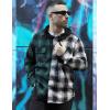 imageCOOFANDY Mens Plaid Hoodie Flannel Shirt Jacket Long Sleeve Casual Fashion Button ShirtsGreen  Black
