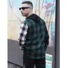 imageCOOFANDY Mens Plaid Hoodie Flannel Shirt Jacket Long Sleeve Casual Fashion Button ShirtsGreen  Black