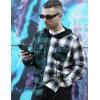 imageCOOFANDY Mens Plaid Hoodie Flannel Shirt Jacket Long Sleeve Casual Fashion Button ShirtsGreen  Black
