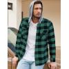 imageCOOFANDY Mens Plaid Hoodie Flannel Shirt Jacket Long Sleeve Casual Fashion Button ShirtsGreen