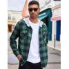 imageCOOFANDY Mens Plaid Hoodie Flannel Shirt Jacket Long Sleeve Casual Fashion Button ShirtsGreen