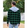 imageCOOFANDY Mens Plaid Hoodie Flannel Shirt Jacket Long Sleeve Casual Fashion Button ShirtsGreen