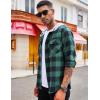 imageCOOFANDY Mens Plaid Hoodie Flannel Shirt Jacket Long Sleeve Casual Fashion Button ShirtsGreen