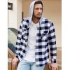 imageCOOFANDY Mens Plaid Hoodie Flannel Shirt Jacket Long Sleeve Casual Fashion Button ShirtsNavy Blue