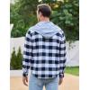 imageCOOFANDY Mens Plaid Hoodie Flannel Shirt Jacket Long Sleeve Casual Fashion Button ShirtsNavy Blue