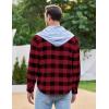 imageCOOFANDY Mens Plaid Hoodie Flannel Shirt Jacket Long Sleeve Casual Fashion Button ShirtsRed