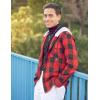 imageCOOFANDY Mens Plaid Hoodie Flannel Shirt Jacket Long Sleeve Casual Fashion Button ShirtsRed