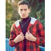 imageCOOFANDY Mens Plaid Hoodie Flannel Shirt Jacket Long Sleeve Casual Fashion Button ShirtsRed
