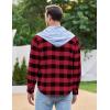 imageCOOFANDY Mens Plaid Hoodie Flannel Shirt Jacket Long Sleeve Casual Fashion Button ShirtsWine Red
