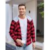imageCOOFANDY Mens Plaid Hoodie Flannel Shirt Jacket Long Sleeve Casual Fashion Button ShirtsWine Red