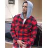 imageCOOFANDY Mens Plaid Hoodie Flannel Shirt Jacket Long Sleeve Casual Fashion Button ShirtsWine Red