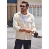 imageCOOFANDY Mens Polar Fleece Shacket Long Sleeve Casual Button Down Shirt Jacket with PocketsBeige