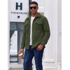 imageCOOFANDY Mens Polar Fleece Shirt Jacket Long Sleeve Casual Button Down Shirts Shacket with PocketsArmy Green