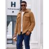 imageCOOFANDY Mens Polar Fleece Shirt Jacket Long Sleeve Casual Button Down Shirts Shacket with PocketsLight Brown
