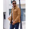 imageCOOFANDY Mens Polar Fleece Shirt Jacket Long Sleeve Casual Button Down Shirts Shacket with PocketsLight Brown