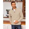 imageCOOFANDY Mens Quarter Zip Fleece Pullover Lightweight Mock Neck SweatshirtKhaki