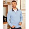 imageCOOFANDY Mens Quarter Zip Fleece Pullover Lightweight Mock Neck SweatshirtLight Blue