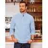 imageCOOFANDY Mens Quarter Zip Fleece Pullover Lightweight Mock Neck SweatshirtLight Blue