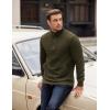 imageCOOFANDY Mens Quarter Zip Pullover Long Sleeve Quilted Sweatshirt Casual Waffle Sweaters Polo with PocketArmy Green